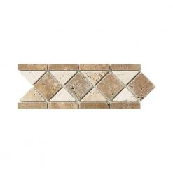 Tumbled Noce Listello 4 in. x 12 in. Decorative Accent Travertine Floor and Wall Tile by Jeffrey Court