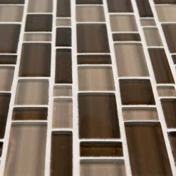 Heritage Cold Pencil Brown 11 in. x 11.75 in. Interlocking Gloss Glass Wall Mosaic Tile (8.97 sq. ft./Case) by Jeffrey Court 11 Heritage Cold Pencil Brown 11 in. x 11.75 in. Interlocking Gloss Glass Wall Mosaic Tile (8.97 sq. ft./Case) by Jeffrey Court -Tile Elegant Shop brown jeffrey court glass tile 99526 1d 1000