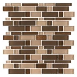 Heritage Cold Pencil Brown 11 in. x 11.75 in. Interlocking Gloss Glass Wall Mosaic Tile (8.97 sq. ft./Case) by Jeffrey Court
