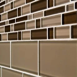 Heritage Cold Pencil Brown 11 in. x 11.75 in. Interlocking Gloss Glass Wall Mosaic Tile (8.97 sq. ft./Case) by Jeffrey Court 10 Heritage Cold Pencil Brown 11 in. x 11.75 in. Interlocking Gloss Glass Wall Mosaic Tile (8.97 sq. ft./Case) by Jeffrey Court -Tile Elegant Shop brown jeffrey court glass tile 99526 a0 1000