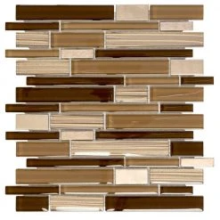 Gold Drop Brown 10.75 in. x 11.75 in. Interlocking Gloss Glass and Matte Metal Mosaic Tile (8.77 sq. ft./Case) by Jeffrey Court