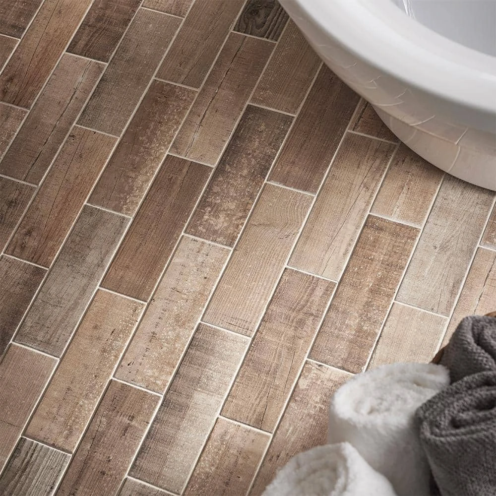 Teakwood Brown 4 in. x 12 in. Matte Porcelain Wall and Floor Tile (13.56 sq. ft./Case) by Jeffrey Court 5 Teakwood Brown 4 in. x 12 in. Matte Porcelain Wall and Floor Tile (13.56 sq. ft./Case) by Jeffrey Court - Image 3