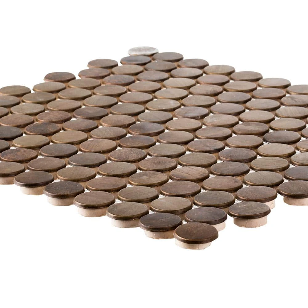 Copper Pennies Brown 11.875 in. x 11.625 in. Penny Round Brushed Metal Mosaic Tile (9.587 sq. ft./Case) by Jeffrey Court 5 Copper Pennies Brown 11.875 in. x 11.625 in. Penny Round Brushed Metal Mosaic Tile (9.587 sq. ft./Case) by Jeffrey Court - Image 3