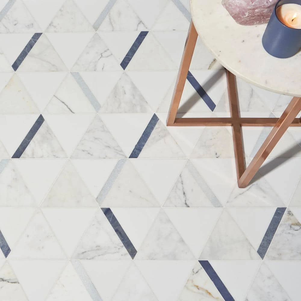 Zandara Calacatta Azul 13.6 in. x 23.6 in. Polished Marble Floor and Wall Mosaic Tile (2.22 sq. ft./Each) by Ivy Hill Tile 4 Zandara Calacatta Azul 13.6 in. x 23.6 in. Polished Marble Floor and Wall Mosaic Tile (2.22 sq. ft./Each) by Ivy Hill Tile - Image 2