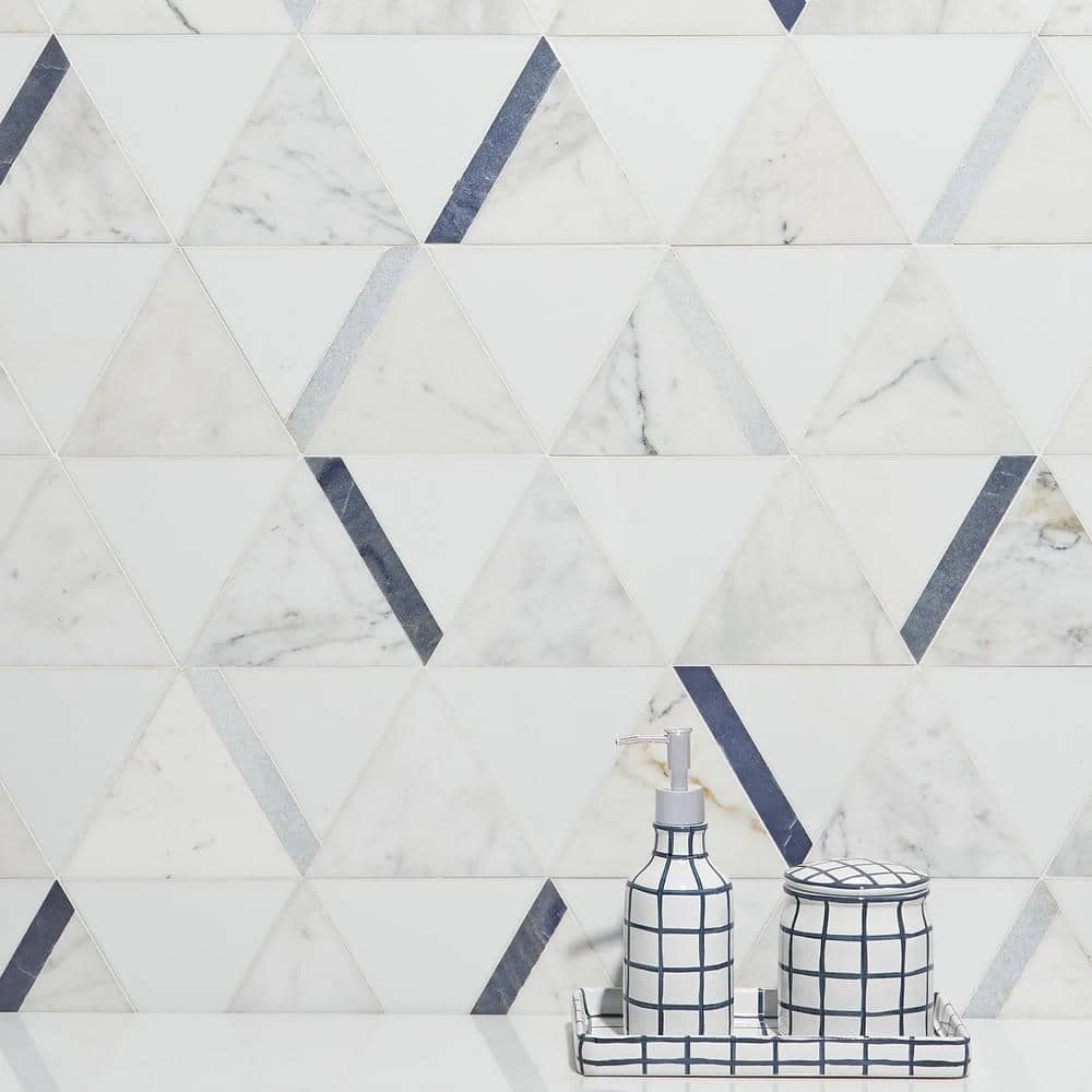 Zandara Calacatta Azul 13.6 in. x 23.6 in. Polished Marble Floor and Wall Mosaic Tile (2.22 sq. ft./Each) by Ivy Hill Tile 9 Zandara Calacatta Azul 13.6 in. x 23.6 in. Polished Marble Floor and Wall Mosaic Tile (2.22 sq. ft./Each) by Ivy Hill Tile - Image 7