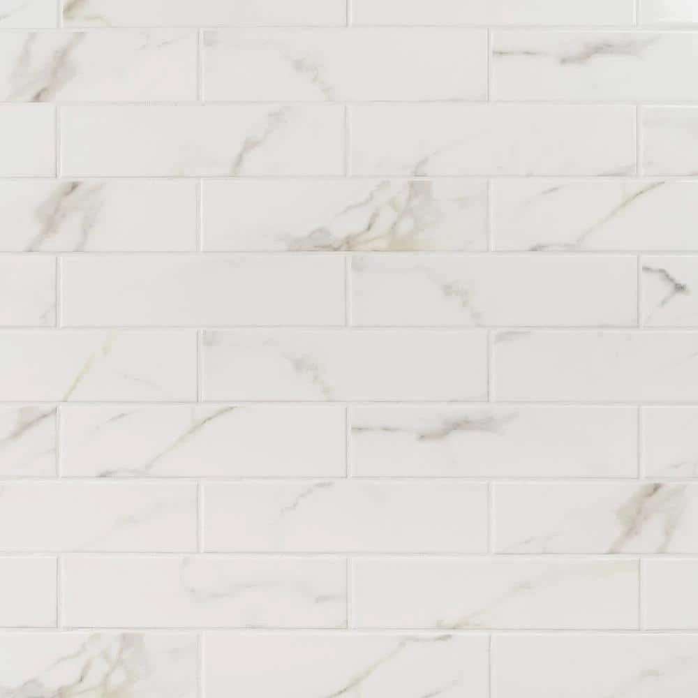 Santorini Calacatta White 2.95 in. x 11.81 in. Polished Ceramic Wall Tile (5.38 sq. ft./Case) by Ivy Hill Tile 6 Santorini Calacatta White 2.95 in. x 11.81 in. Polished Ceramic Wall Tile (5.38 sq. ft./Case) by Ivy Hill Tile - Image 4