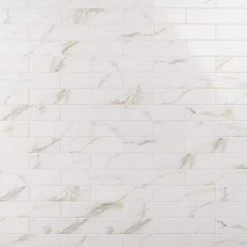 Santorini Calacatta White 2.95 in. x 11.81 in. Polished Ceramic Wall Tile (5.38 sq. ft./Case) by Ivy Hill Tile