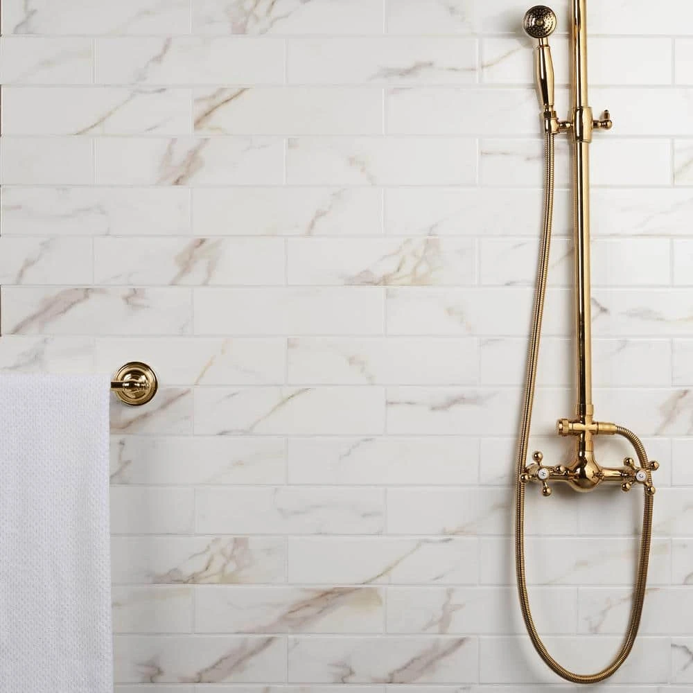 Santorini Calacatta White 2.95 in. x 11.81 in. Polished Ceramic Wall Tile (5.38 sq. ft./Case) by Ivy Hill Tile 7 Santorini Calacatta White 2.95 in. x 11.81 in. Polished Ceramic Wall Tile (5.38 sq. ft./Case) by Ivy Hill Tile - Image 5