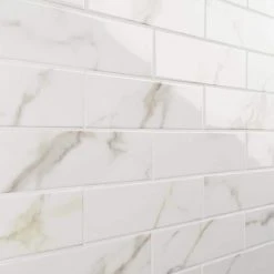 Santorini Calacatta White 2.95 in. x 11.81 in. Polished Ceramic Wall Tile (5.38 sq. ft./Case) by Ivy Hill Tile 9 Santorini Calacatta White 2.95 in. x 11.81 in. Polished Ceramic Wall Tile (5.38 sq. ft./Case) by Ivy Hill Tile -Tile Elegant Shop calacatta ivy hill tile ceramic tile ext3rd108048 c3 1000