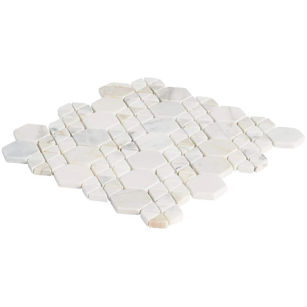 Koror Calacatta 11.73 in. x 12 in. Matte Marble Floor and Wall Mosaic Tile (0.97 sq. ft./Sheet) by Ivy Hill Tile 7 Koror Calacatta 11.73 in. x 12 in. Matte Marble Floor and Wall Mosaic Tile (0.97 sq. ft./Sheet) by Ivy Hill Tile - Image 5