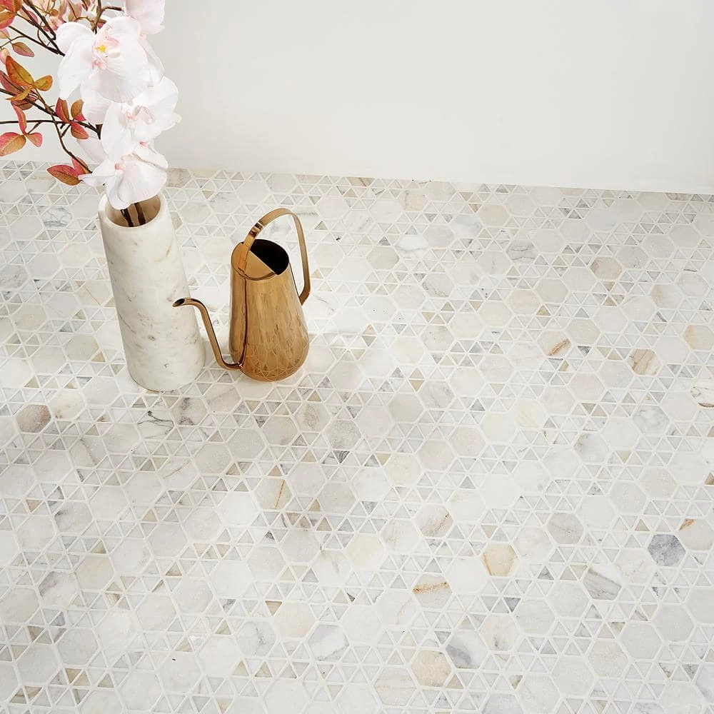 Koror Calacatta 11.73 in. x 12 in. Matte Marble Floor and Wall Mosaic Tile (0.97 sq. ft./Sheet) by Ivy Hill Tile 4 Koror Calacatta 11.73 in. x 12 in. Matte Marble Floor and Wall Mosaic Tile (0.97 sq. ft./Sheet) by Ivy Hill Tile - Image 2