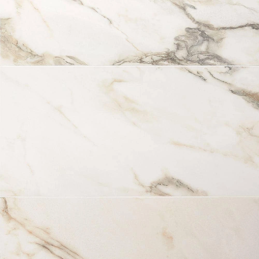Saroshi Calacatta Rustico 11.81 in. x 23.62 in. Polished Marble Look Porcelain Floor and Wall Tile (9.68 sq. ft. /Case) by Ivy Hill Tile 5 Saroshi Calacatta Rustico 11.81 in. x 23.62 in. Polished Marble Look Porcelain Floor and Wall Tile (9.68 sq. ft. /Case) by Ivy Hill Tile - Image 3