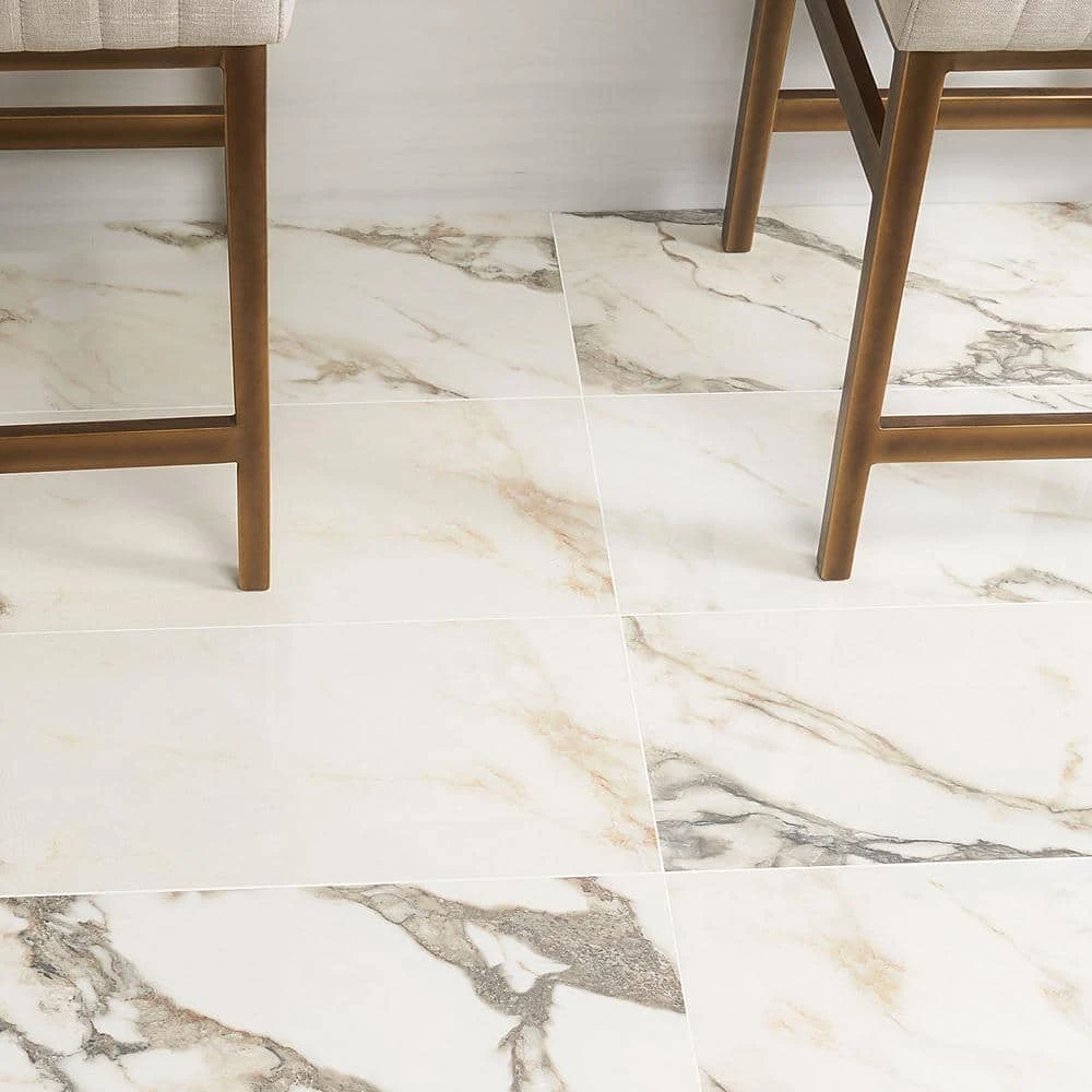 Saroshi Calacatta Rustico 11.81 in. x 23.62 in. Polished Marble Look Porcelain Floor and Wall Tile (9.68 sq. ft. /Case) by Ivy Hill Tile 4 Saroshi Calacatta Rustico 11.81 in. x 23.62 in. Polished Marble Look Porcelain Floor and Wall Tile (9.68 sq. ft. /Case) by Ivy Hill Tile - Image 2