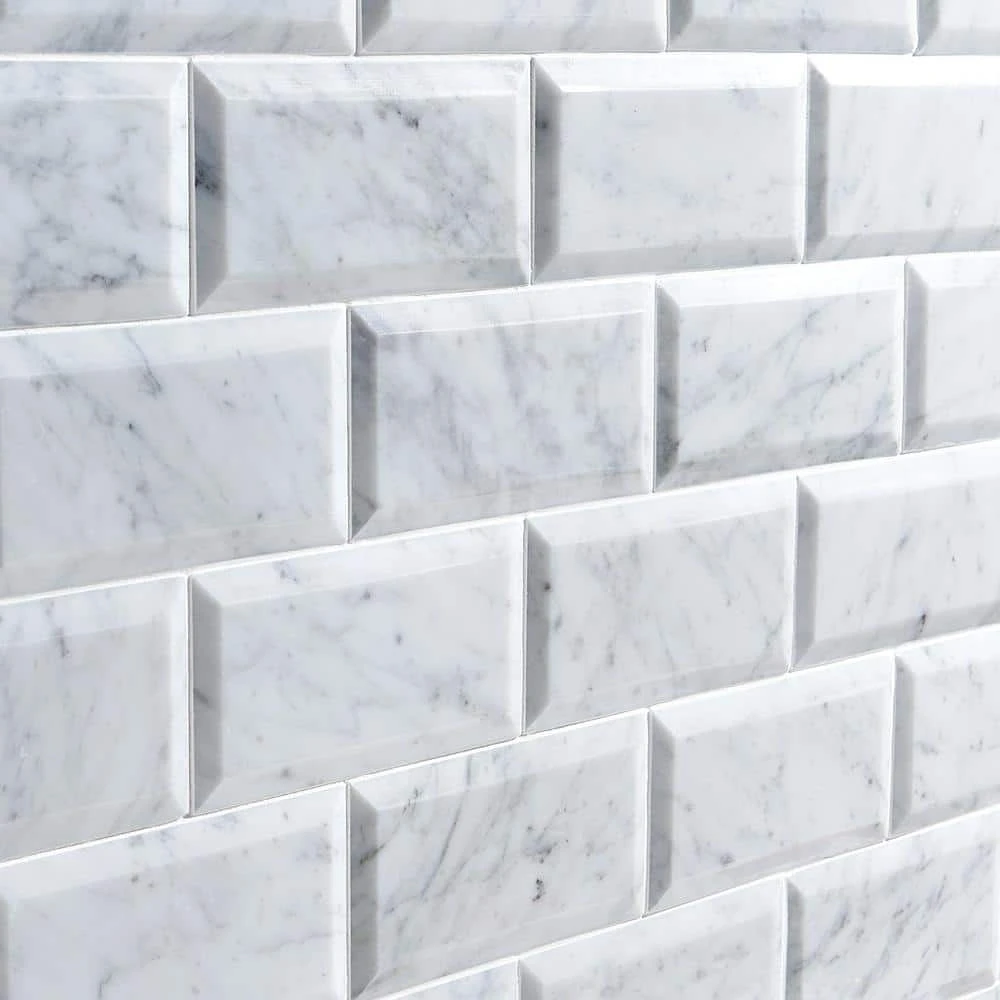 White Carrara Beveled 3 in. x 6 in. x 9mm Polished Marble Subway Tile (40 pieces / 5 sq. ft. / box) by Ivy Hill Tile 5 White Carrara Beveled 3 in. x 6 in. x 9mm Polished Marble Subway Tile (40 pieces / 5 sq. ft. / box) by Ivy Hill Tile - Image 3