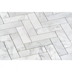 White Carrara Herringbone 12 in. x 12 in. 10mm Polished Marble Stone Mosaic Wall Tile (1 sq. ft.) by Ivy Hill Tile 13 White Carrara Herringbone 12 in. x 12 in. 10mm Polished Marble Stone Mosaic Wall Tile (1 sq. ft.) by Ivy Hill Tile -Tile Elegant Shop carrara ivy hill tile marble tile ext3rd104818 1d 1000