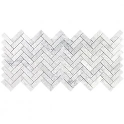 White Carrara Herringbone 12 in. x 12 in. 10mm Polished Marble Stone Mosaic Wall Tile (1 sq. ft.) by Ivy Hill Tile 11 White Carrara Herringbone 12 in. x 12 in. 10mm Polished Marble Stone Mosaic Wall Tile (1 sq. ft.) by Ivy Hill Tile -Tile Elegant Shop carrara ivy hill tile marble tile ext3rd104818 40 1000