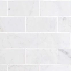 White Carrara 3 in. x 6 in. x 9mm Polished Marble Subway Tile (40 pieces / 5 sq. ft. / box) by Ivy Hill Tile