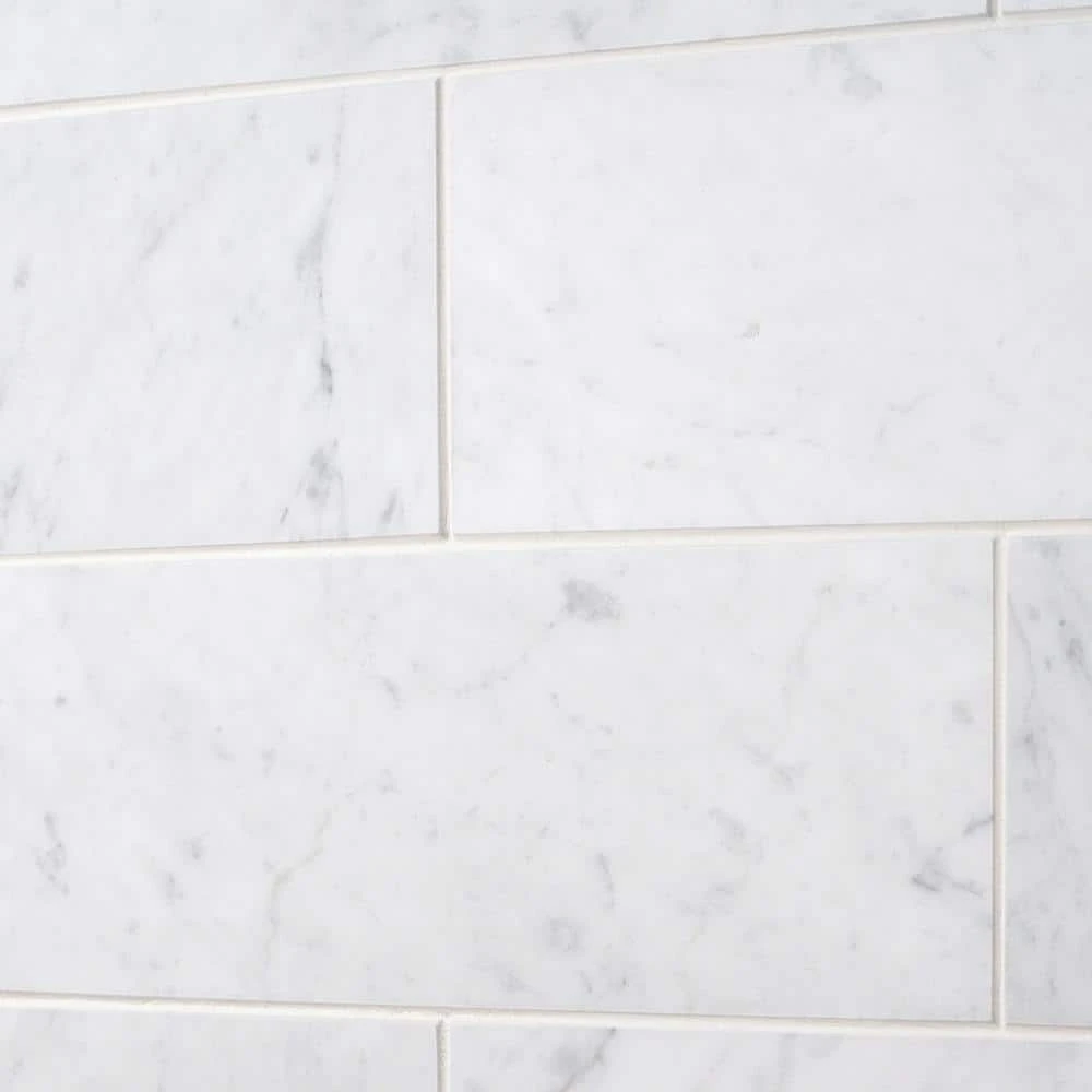 White Carrara 4 in. x 12 in. x 9mm Polished Marble Subway Tile (30 pieces / 10 sq. ft. / box) by Ivy Hill Tile 5 White Carrara 4 in. x 12 in. x 9mm Polished Marble Subway Tile (30 pieces / 10 sq. ft. / box) by Ivy Hill Tile - Image 3