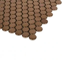 Copper Penny Round 12 in. x 12 in. x 8 mm Stainless Steel Metal Mosaic Wall Tile by Ivy Hill Tile -Tile Elegant Shop copper ivy hill tile metal tile ext3rd101739 4f 1000