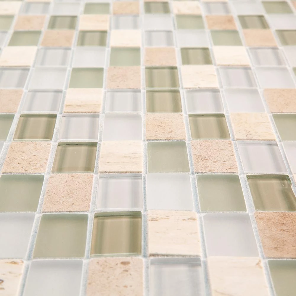 Cottage Ridge Cream 11.625 in. x 11.625 in. Mixed Glass Travertine and Glass Mosaic Tile (9.38 sq. ft./Case) by Jeffrey Court 7 Cottage Ridge Cream 11.625 in. x 11.625 in. Mixed Glass Travertine and Glass Mosaic Tile (9.38 sq. ft./Case) by Jeffrey Court - Image 5