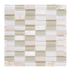 Tile Elegant Shop 51 Cottage Ridge Cream 11.625 in. x 11.625 in. Mixed Glass Travertine and Glass Mosaic Tile (9.38 sq. ft./Case) by Jeffrey Court