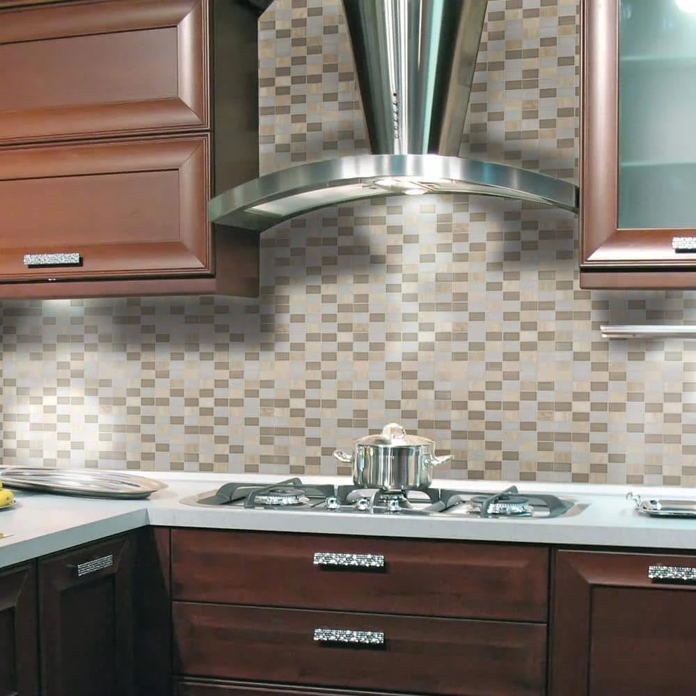 Cottage Ridge Cream 11.625 in. x 11.625 in. Mixed Glass Travertine and Glass Mosaic Tile (9.38 sq. ft./Case) by Jeffrey Court 4 Cottage Ridge Cream 11.625 in. x 11.625 in. Mixed Glass Travertine and Glass Mosaic Tile (9.38 sq. ft./Case) by Jeffrey Court - Image 2