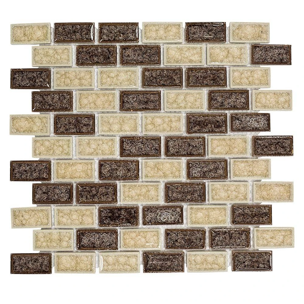 Hazelnut Butter Crackle Cream 12 in. x 11.5 in. Interlocking Glossy Ceramic/Glass Wall Mosaic Tile (4.79 sq. ft./Case) by Jeffrey Court 3 Hazelnut Butter Crackle Cream 12 in. x 11.5 in. Interlocking Glossy Ceramic/Glass Wall Mosaic Tile (4.79 sq. ft./Case) by Jeffrey Court