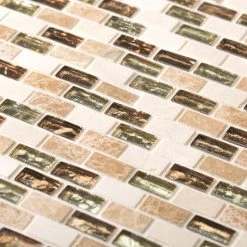 Molten 11.875 in. x 11.25 in. Interlocking Cream Glass/Cream and Emperador Marble Mosaic Tile (.927 sq. ft./Each) by Jeffrey Court 16 Molten 11.875 in. x 11.25 in. Interlocking Cream Glass/Cream and Emperador Marble Mosaic Tile (.927 sq. ft./Each) by Jeffrey Court -Tile Elegant Shop cream jeffrey court glass tile 99481 c3 1000