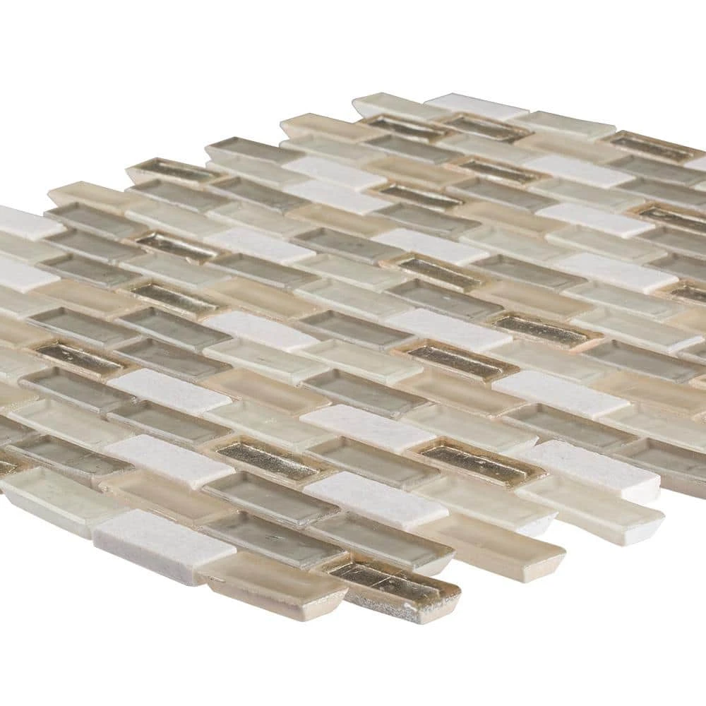 Afternoon Tea Cream 11.5 in. x 11.625 in. Interlocking Mixed Glass and Stone Mosaic Wall Tile (14.83 sq. ft./Case) by Jeffrey Court 5 Afternoon Tea Cream 11.5 in. x 11.625 in. Interlocking Mixed Glass and Stone Mosaic Wall Tile (14.83 sq. ft./Case) by Jeffrey Court - Image 3