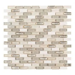 Tile Elegant Shop 43 Afternoon Tea Cream 11.5 in. x 11.625 in. Interlocking Mixed Glass and Stone Mosaic Wall Tile (14.83 sq. ft./Case) by Jeffrey Court