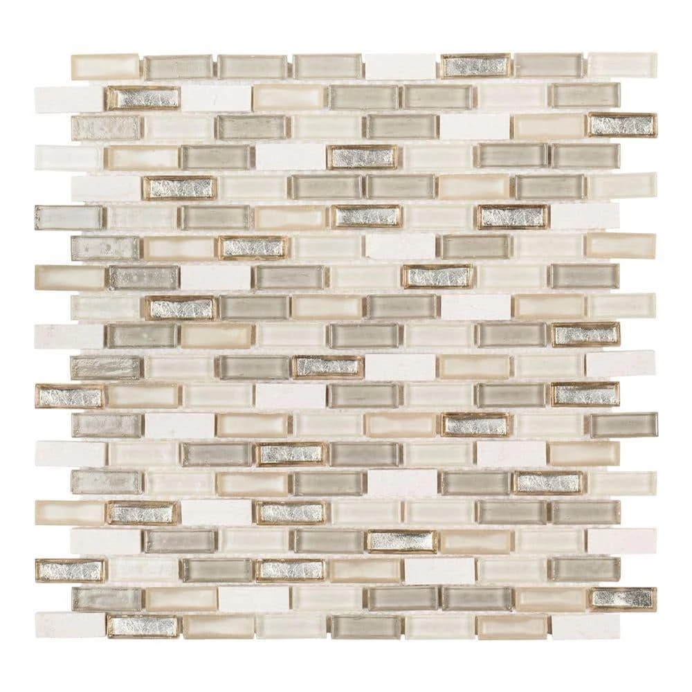 Afternoon Tea Cream 11.5 in. x 11.625 in. Interlocking Mixed Glass and Stone Mosaic Wall Tile (14.83 sq. ft./Case) by Jeffrey Court 3 Afternoon Tea Cream 11.5 in. x 11.625 in. Interlocking Mixed Glass and Stone Mosaic Wall Tile (14.83 sq. ft./Case) by Jeffrey Court