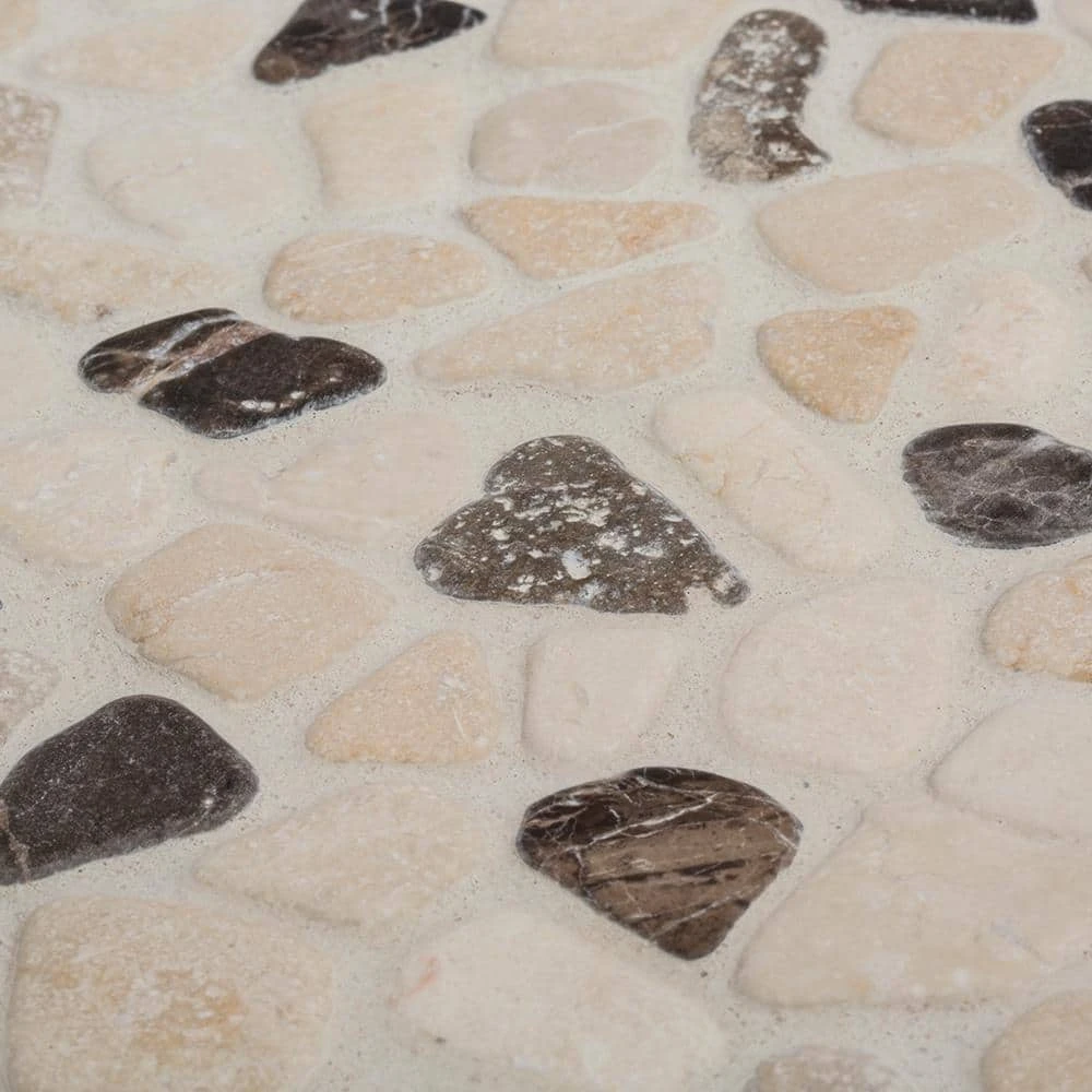Emperador River Rocks Cream 11.5 in. x 11.5 in. Interlock Travertine/Marble Wall/Floor Mosaic Tile (9.18 sq. ft./Case) by Jeffrey Court 7 Emperador River Rocks Cream 11.5 in. x 11.5 in. Interlock Travertine/Marble Wall/Floor Mosaic Tile (9.18 sq. ft./Case) by Jeffrey Court - Image 5