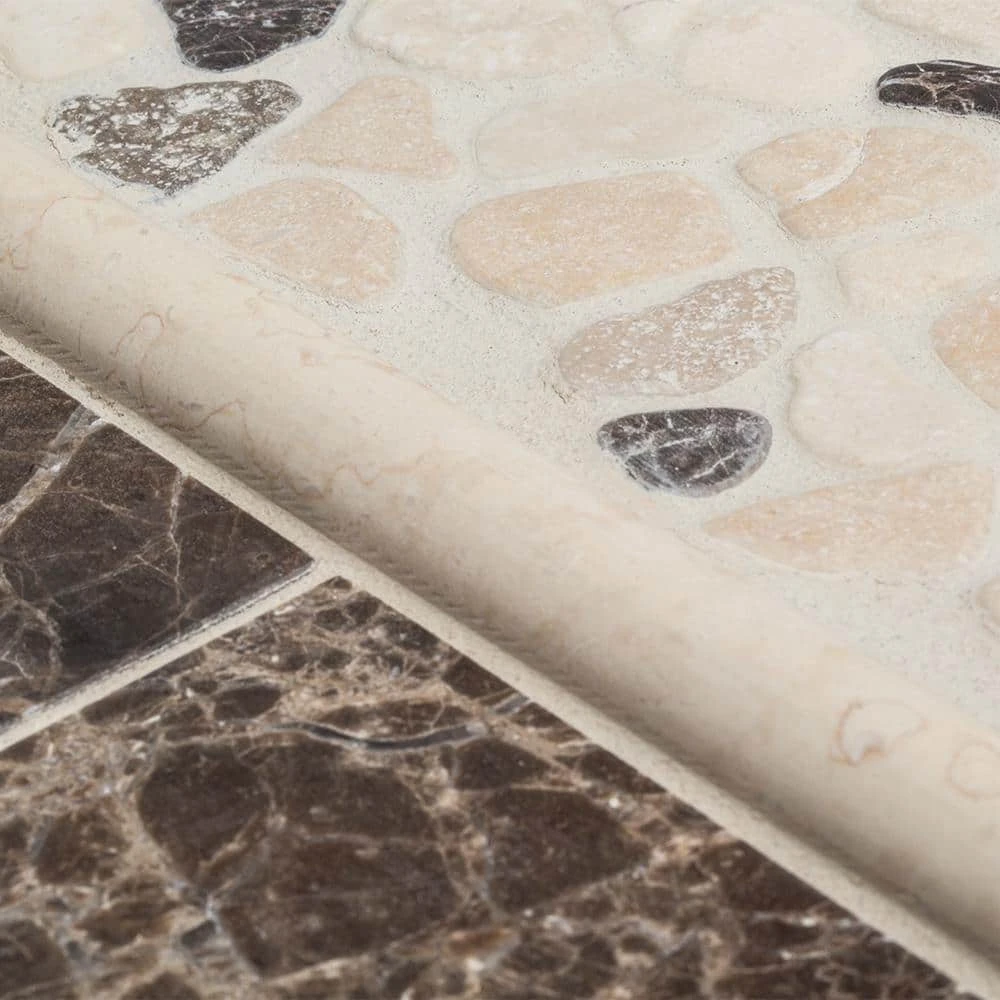 Emperador River Rocks Cream 11.5 in. x 11.5 in. Interlock Travertine/Marble Wall/Floor Mosaic Tile (9.18 sq. ft./Case) by Jeffrey Court 6 Emperador River Rocks Cream 11.5 in. x 11.5 in. Interlock Travertine/Marble Wall/Floor Mosaic Tile (9.18 sq. ft./Case) by Jeffrey Court - Image 4