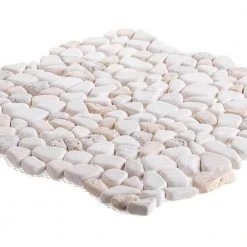 Creama River Rock 11.25 in. x 11.25 in. Honed Marble/ Limestone Floor and Wall Mosaic Tile (8.79 sq. ft./Case) by Jeffrey Court 9 Creama River Rock 11.25 in. x 11.25 in. Honed Marble/ Limestone Floor and Wall Mosaic Tile (8.79 sq. ft./Case) by Jeffrey Court -Tile Elegant Shop cream jeffrey court marble tile 99052 40 1000