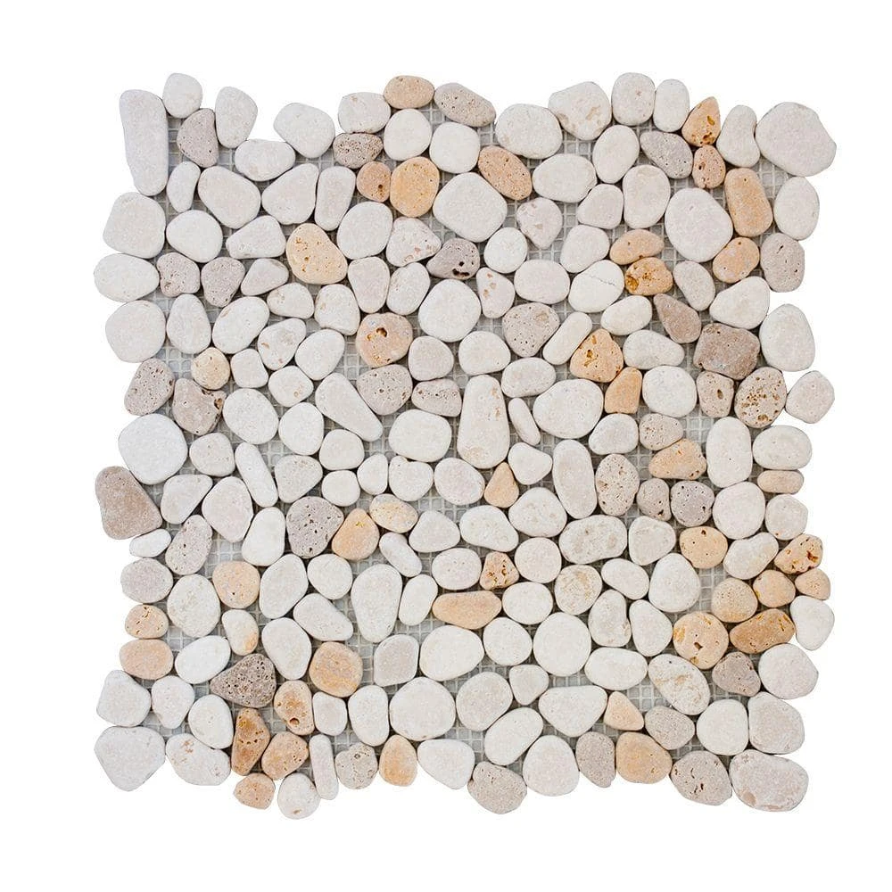 Creama River Rock 11.25 in. x 11.25 in. Honed Marble/ Limestone Floor and Wall Mosaic Tile (.0878 sq. ft./Each) by Jeffrey Court 3 Creama River Rock 11.25 in. x 11.25 in. Honed Marble/ Limestone Floor and Wall Mosaic Tile (.0878 sq. ft./Each) by Jeffrey Court