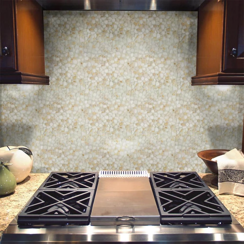 Creama River Rock 11.25 in. x 11.25 in. Honed Marble/ Limestone Floor and Wall Mosaic Tile (8.79 sq. ft./Case) by Jeffrey Court 4 Creama River Rock 11.25 in. x 11.25 in. Honed Marble/ Limestone Floor and Wall Mosaic Tile (8.79 sq. ft./Case) by Jeffrey Court - Image 2