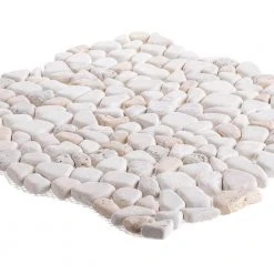 Creama River Rock 11.25 in. x 11.25 in. Honed Marble/ Limestone Floor and Wall Mosaic Tile (.0878 sq. ft./Each) by Jeffrey Court 13 Creama River Rock 11.25 in. x 11.25 in. Honed Marble/ Limestone Floor and Wall Mosaic Tile (.0878 sq. ft./Each) by Jeffrey Court -Tile Elegant Shop cream jeffrey court marble tile 99052 fa 1000