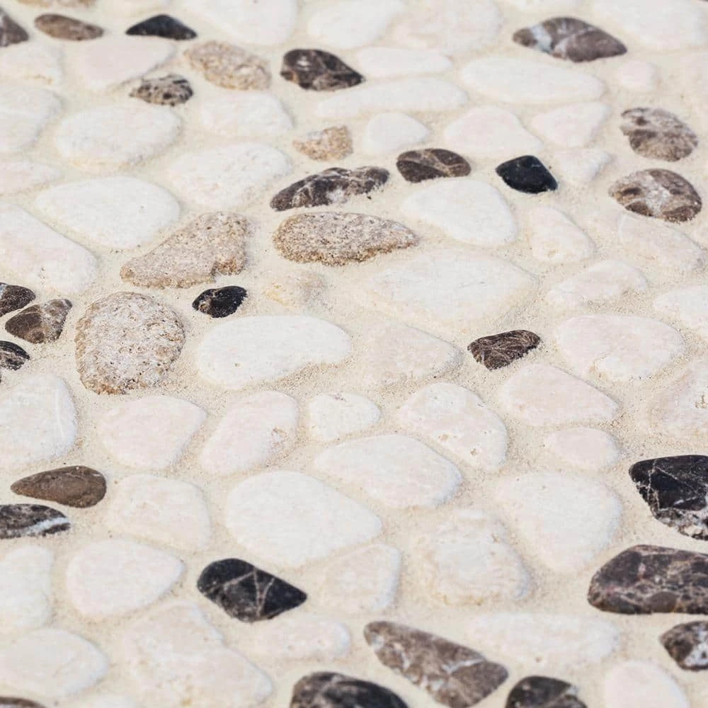 River Rock Medley 11.5 in. x 11.5 in. Cream Travertine/Cream and Brown Marble Floor/Wall Mosaic Tile (9.18 sq. ft./Case) by Jeffrey Court 7 River Rock Medley 11.5 in. x 11.5 in. Cream Travertine/Cream and Brown Marble Floor/Wall Mosaic Tile (9.18 sq. ft./Case) by Jeffrey Court - Image 5
