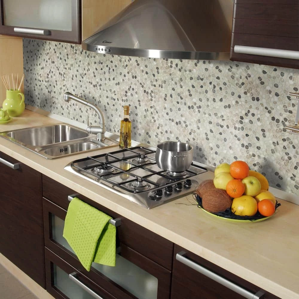 River Rock Medley 11.5 in. x 11.5 in. Cream Travertine/Cream and Brown Marble Floor/Wall Mosaic Tile (9.18 sq. ft./Case) by Jeffrey Court 4 River Rock Medley 11.5 in. x 11.5 in. Cream Travertine/Cream and Brown Marble Floor/Wall Mosaic Tile (9.18 sq. ft./Case) by Jeffrey Court - Image 2