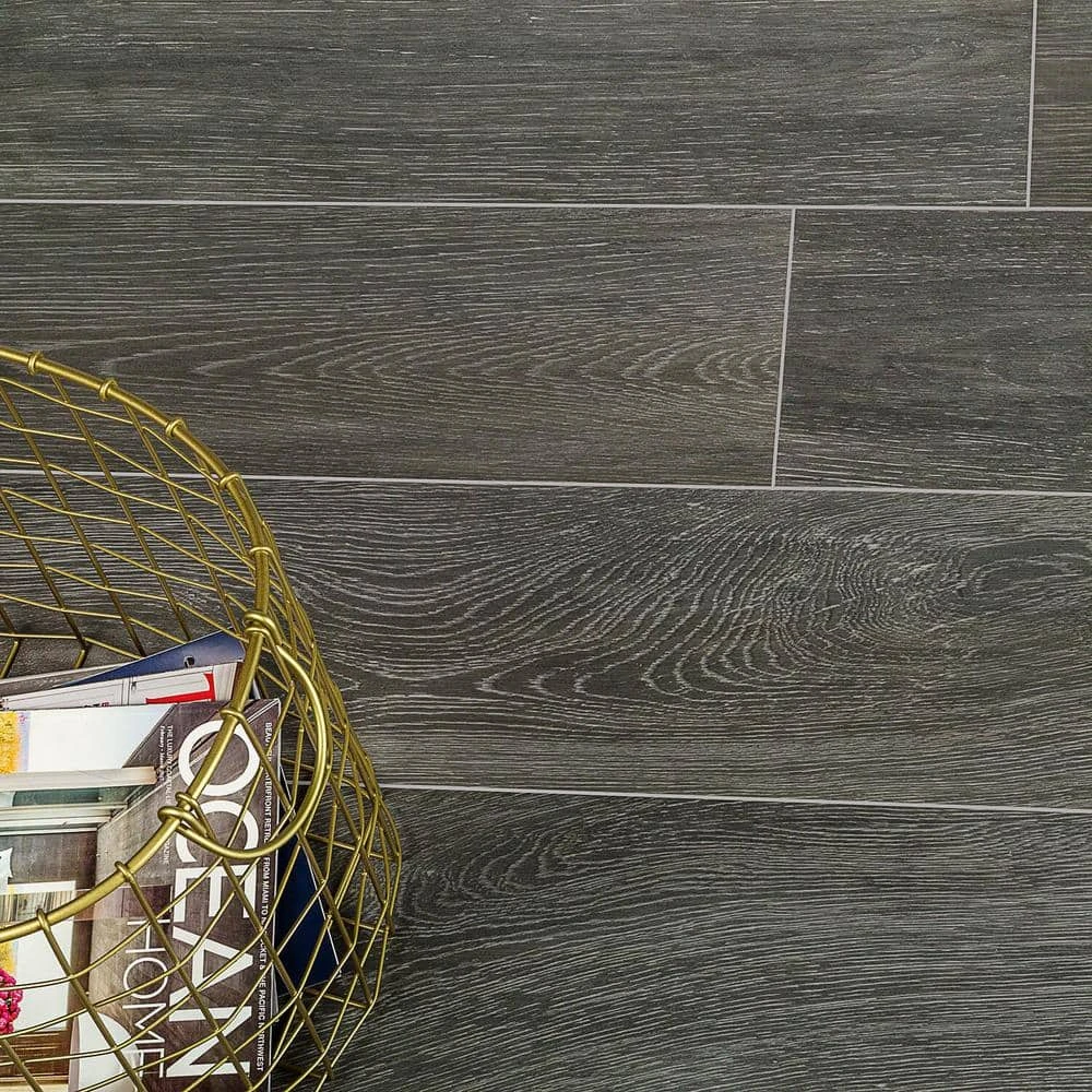 Helena Dark Gray 8 in. x 45 in. 10mm Natural Wood Look Porcelain Floor and Wall Tile (5 pieces / 12.26 sq. ft. / box) by Ivy Hill Tile 5 Helena Dark Gray 8 in. x 45 in. 10mm Natural Wood Look Porcelain Floor and Wall Tile (5 pieces / 12.26 sq. ft. / box) by Ivy Hill Tile - Image 3