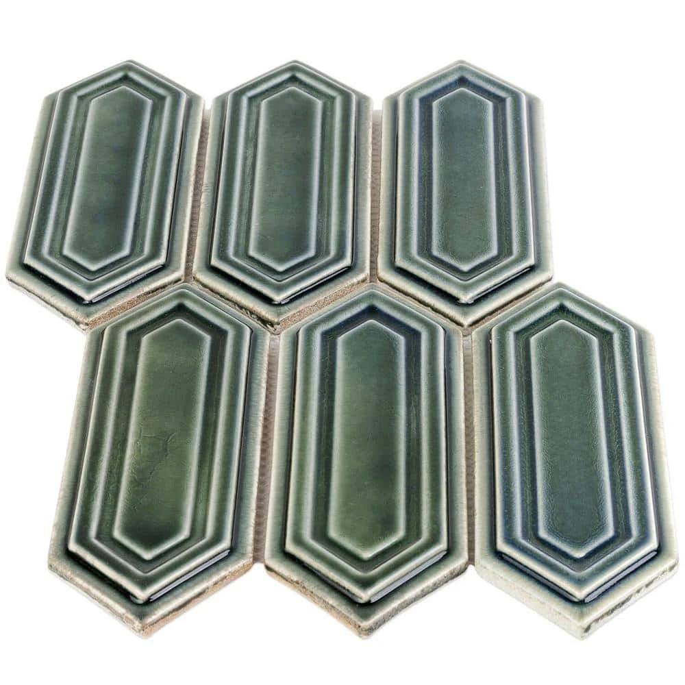 Delphi Hexagon Deep Emerald 9.5 in. x 15.5 in. Glazed Ceramic Mosaic Tile (1.02 sq. ft./Sheet) by Ivy Hill Tile 7 Delphi Hexagon Deep Emerald 9.5 in. x 15.5 in. Glazed Ceramic Mosaic Tile (1.02 sq. ft./Sheet) by Ivy Hill Tile - Image 5