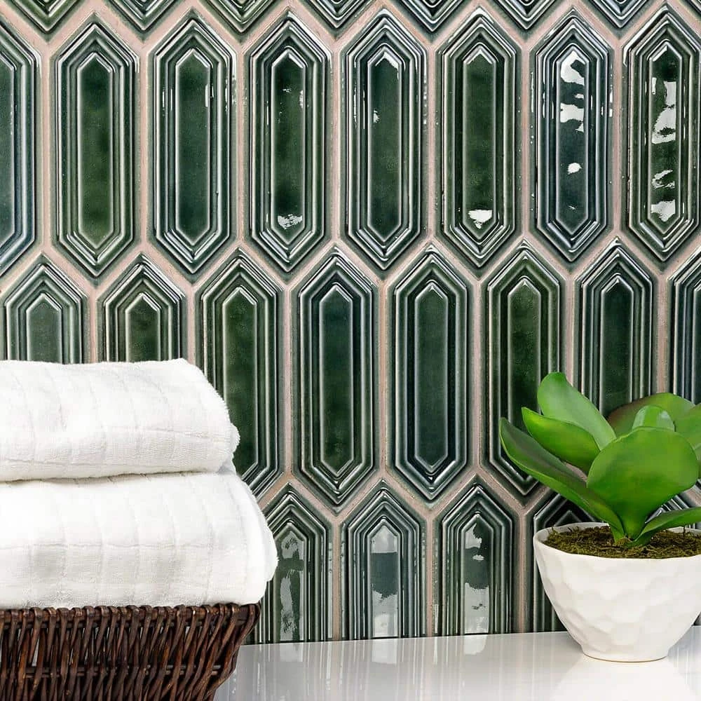 Delphi Hexagon Deep Emerald 9.5 in. x 15.5 in. Glazed Ceramic Mosaic Tile (1.02 sq. ft./Sheet) by Ivy Hill Tile 4 Delphi Hexagon Deep Emerald 9.5 in. x 15.5 in. Glazed Ceramic Mosaic Tile (1.02 sq. ft./Sheet) by Ivy Hill Tile - Image 2