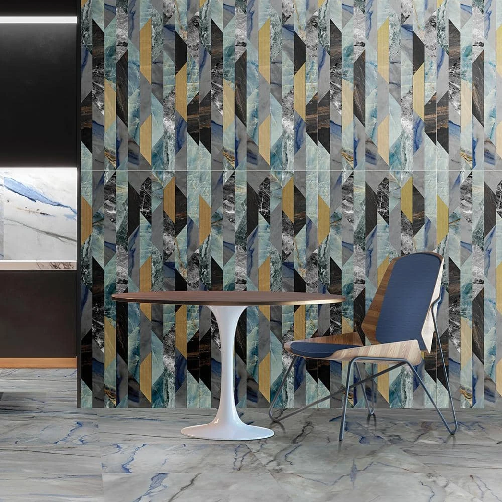 Daze Stone Geometric Striped 24 in. x 48 in. Matte Porcelain Floor and Wall Tile (1 piece / 7.75 sq. ft. / case) by Ivy Hill Tile 4 Daze Stone Geometric Striped 24 in. x 48 in. Matte Porcelain Floor and Wall Tile (1 piece / 7.75 sq. ft. / case) by Ivy Hill Tile - Image 2