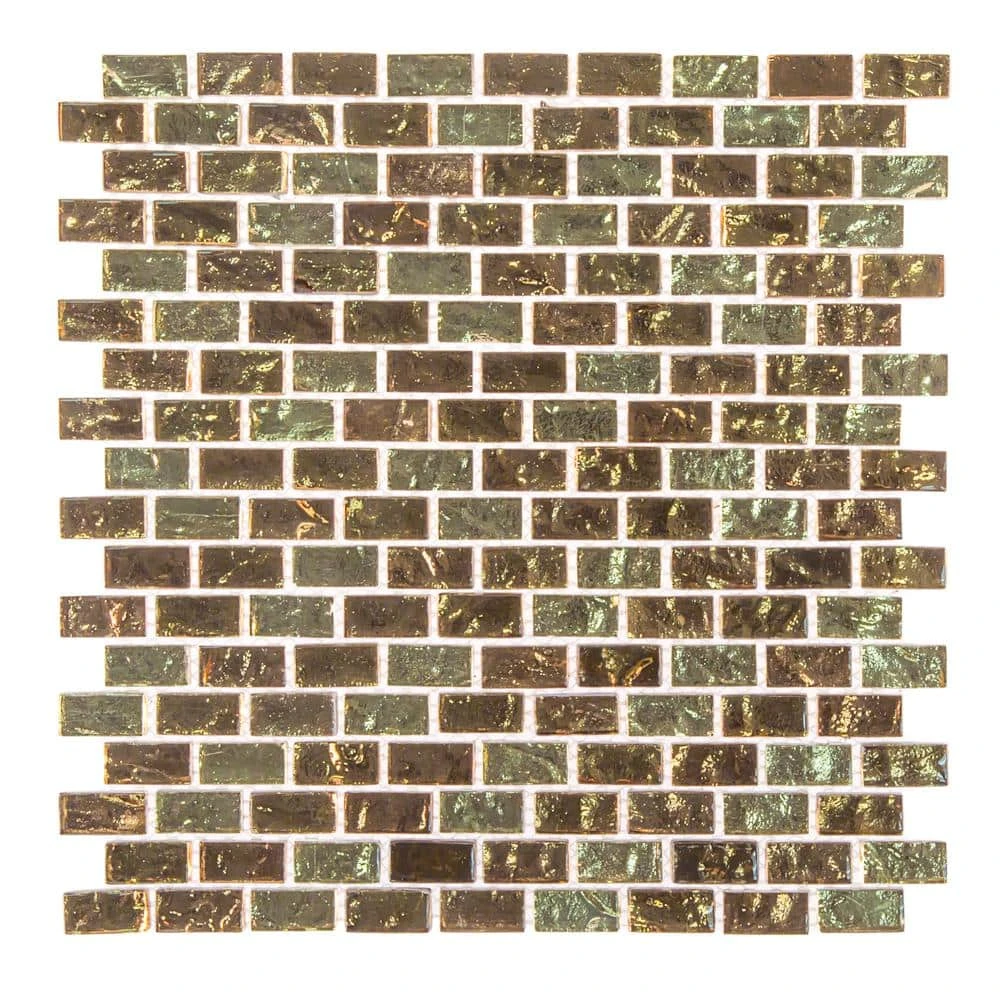 Infusion Gold Metallic 11.875 in. x 11.375 in. Interlocking Brick Glass Mosaic Tile (0.938 sq. ft/Each) by Jeffrey Court 3 Infusion Gold Metallic 11.875 in. x 11.375 in. Interlocking Brick Glass Mosaic Tile (0.938 sq. ft/Each) by Jeffrey Court