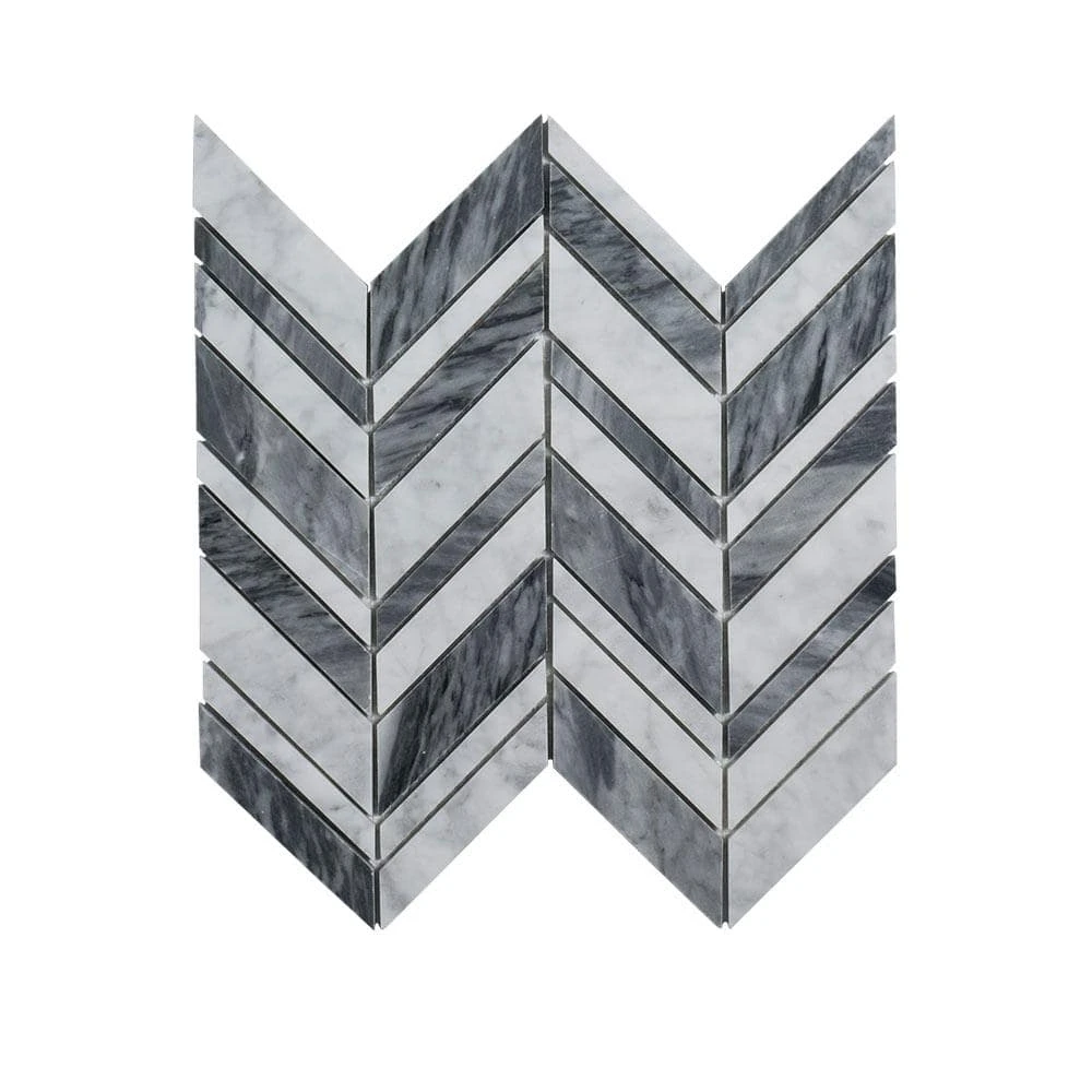 Carlton Gray 11.625 in. x 12 in. Chevron Marble Wall and Floor Mosaic Tile (9.68 sq. ft./Case) by Jeffrey Court 3 Carlton Gray 11.625 in. x 12 in. Chevron Marble Wall and Floor Mosaic Tile (9.68 sq. ft./Case) by Jeffrey Court