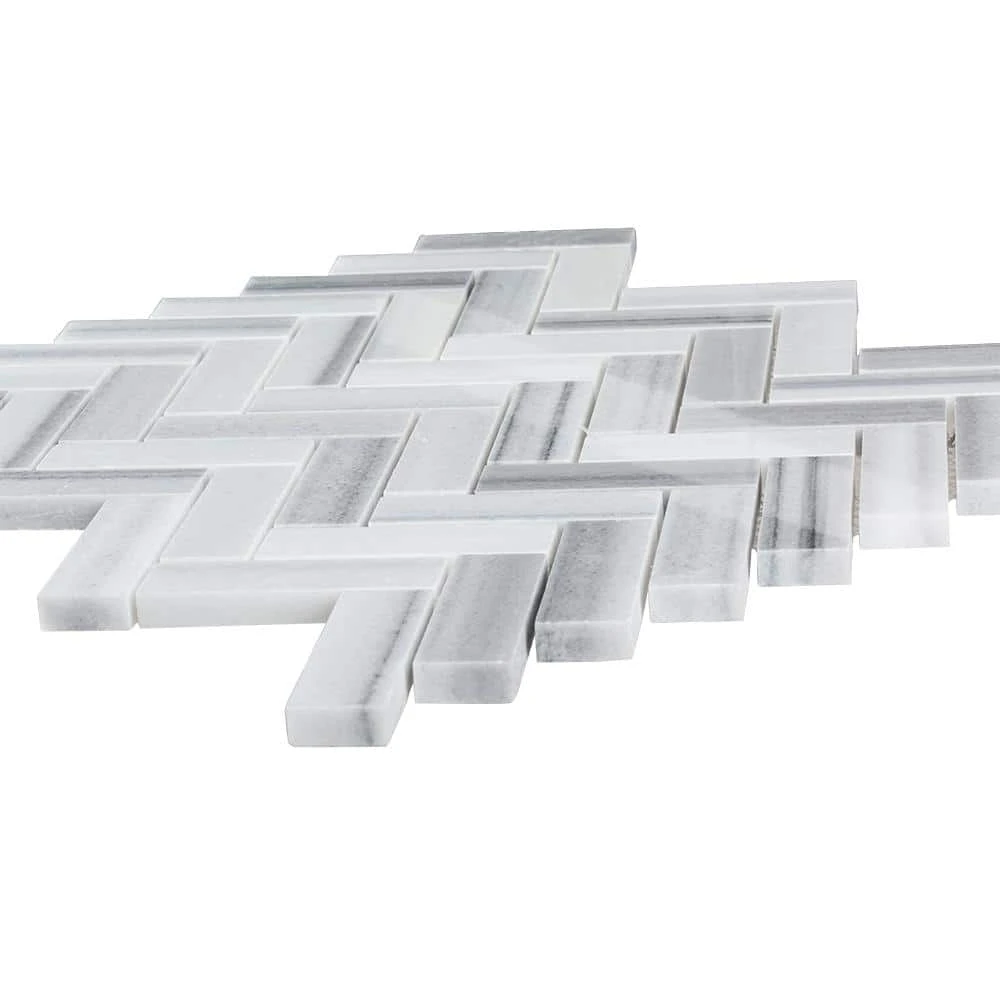 Zebra Plains Gray 12.875 in x 11.125 in. Herringbone Polished Marble Wall and Floor Mosaic Tile (9.947 sq. ft./Case) by Jeffrey Court 5 Zebra Plains Gray 12.875 in x 11.125 in. Herringbone Polished Marble Wall and Floor Mosaic Tile (9.947 sq. ft./Case) by Jeffrey Court - Image 3