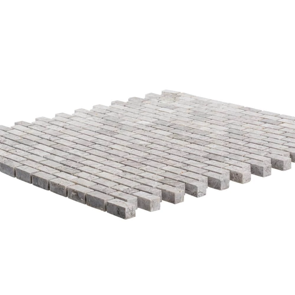 Stormy Knight Grey 12 in. x 12 in. Interlocking Polished Marble Stone Mosaic Tile (10 sq. ft./Case) by Jeffrey Court 5 Stormy Knight Grey 12 in. x 12 in. Interlocking Polished Marble Stone Mosaic Tile (10 sq. ft./Case) by Jeffrey Court - Image 3