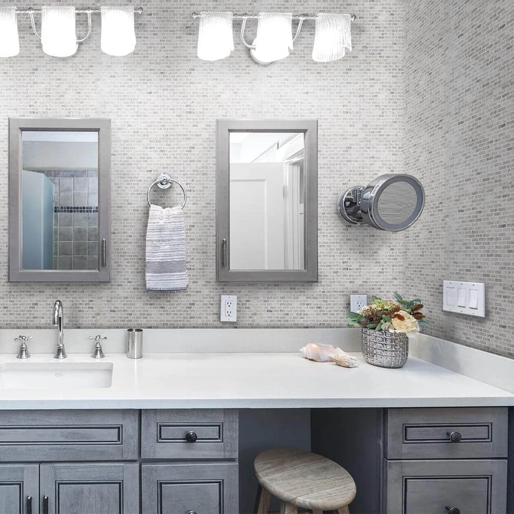 Stormy Knight Grey 12 in. x 12 in. Interlocking Polished Marble Stone Mosaic Tile (10 sq. ft./Case) by Jeffrey Court 4 Stormy Knight Grey 12 in. x 12 in. Interlocking Polished Marble Stone Mosaic Tile (10 sq. ft./Case) by Jeffrey Court - Image 2