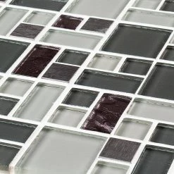 Satin Sapphire Gray 11.875 in. x 11.875 in. Square Mixed Glass and Metal Mosaic Tile (9.79 sq. ft./Case) by Jeffrey Court 11 Satin Sapphire Gray 11.875 in. x 11.875 in. Square Mixed Glass and Metal Mosaic Tile (9.79 sq. ft./Case) by Jeffrey Court -Tile Elegant Shop gray grey jeffrey court marble tile 99568 1d 1000
