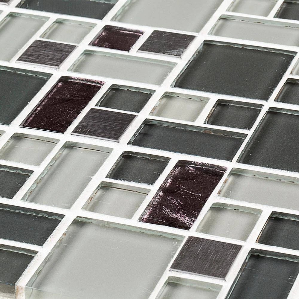 Satin Sapphire Gray 11.875 in. x 11.875 in. Square Mixed Glass and Metal Mosaic Tile (9.79 sq. ft./Case) by Jeffrey Court 7 Satin Sapphire Gray 11.875 in. x 11.875 in. Square Mixed Glass and Metal Mosaic Tile (9.79 sq. ft./Case) by Jeffrey Court - Image 5